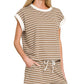 ...0223 Stripe Contrast Trim Top & Shorts Set SI-29132