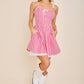 Gingham Corset Tie-Strap Flare mini dress