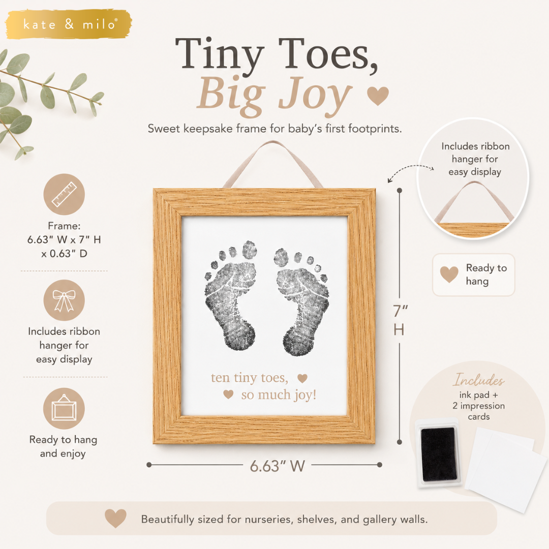 Baby's Ten Tiny Toes Footprint Frame with Ink Pad, Natural