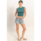 Ruched Waist Cap Sleeve Top