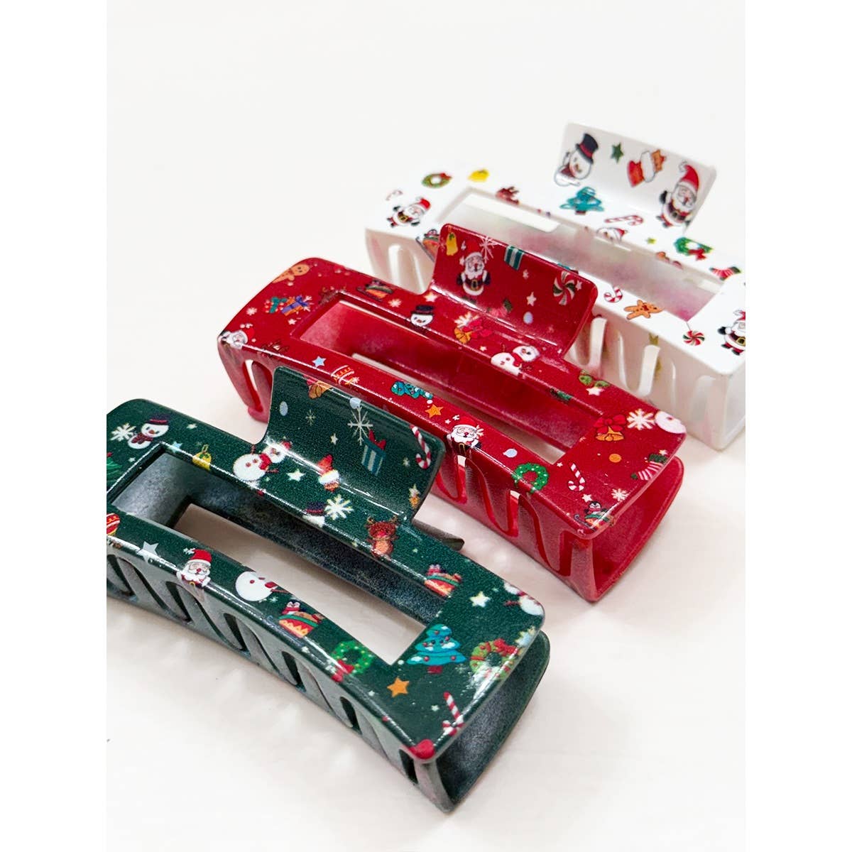 Christmas Design Cut out Rectangle Hair Claw