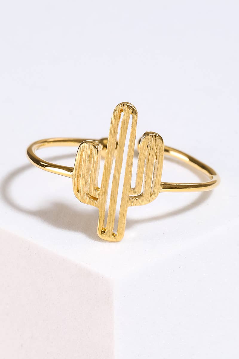 Gold Dipped Delicate Adjustable Cactus Ring