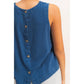 Mineral Wash Button Back Sleeveless Top