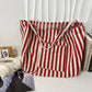 STRIPED TRENDING DOUBLE POCKET TOTE BAG | 40P561