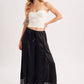 SATIN LACE TRIMMED DRAWSTRING PALAZZO PANTS