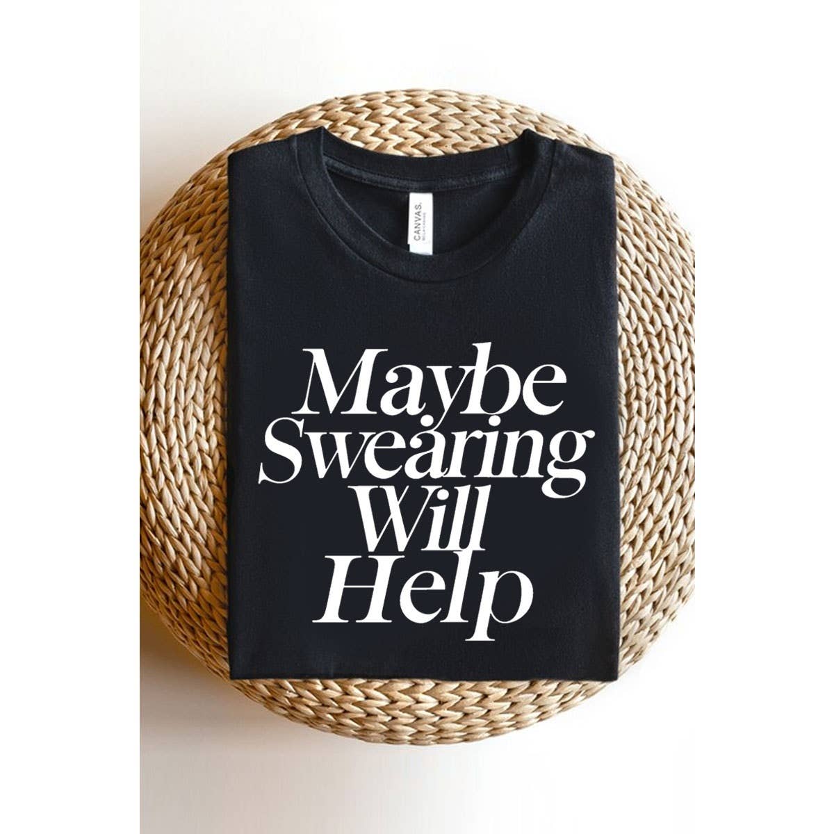 MAYBE SWEARING WILL HELP GRAPHIC CROP TOP