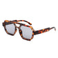Square Geometric Block Aviator Brow-Bar Sunglasses