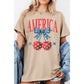 America Cherry Bow Short Sleeve T Shirt
