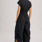 BUTTON DOWN UTILITY SHIRTING JUMPSUIT