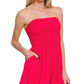 0429 Double Layered Strapless Tube Top Romper w/ Pockets SI-27473
