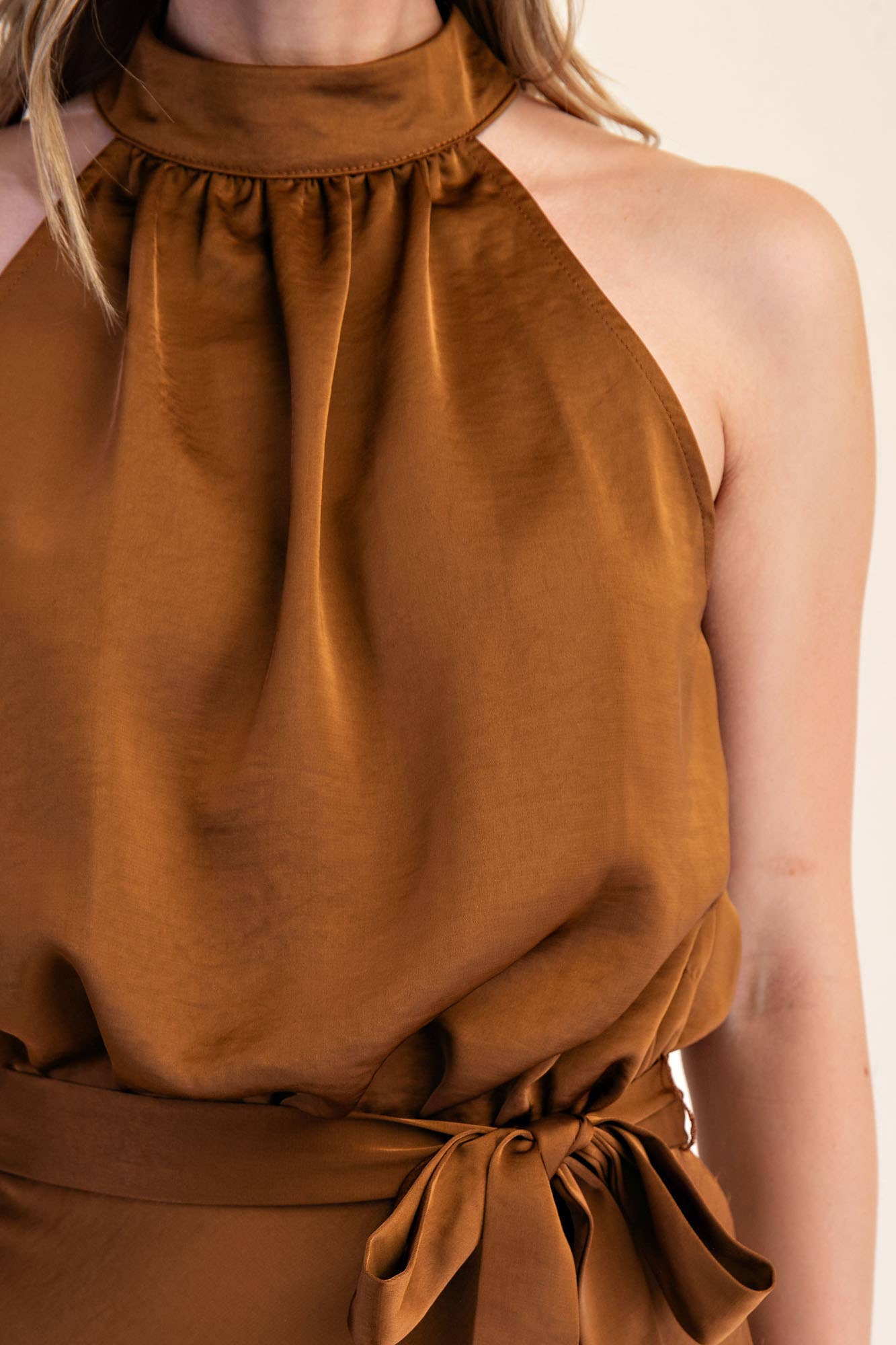 Halter Neck Sleeveless Midi Dress