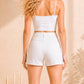 Embroidered Eyelet Scallop Hem High Rise Shorts