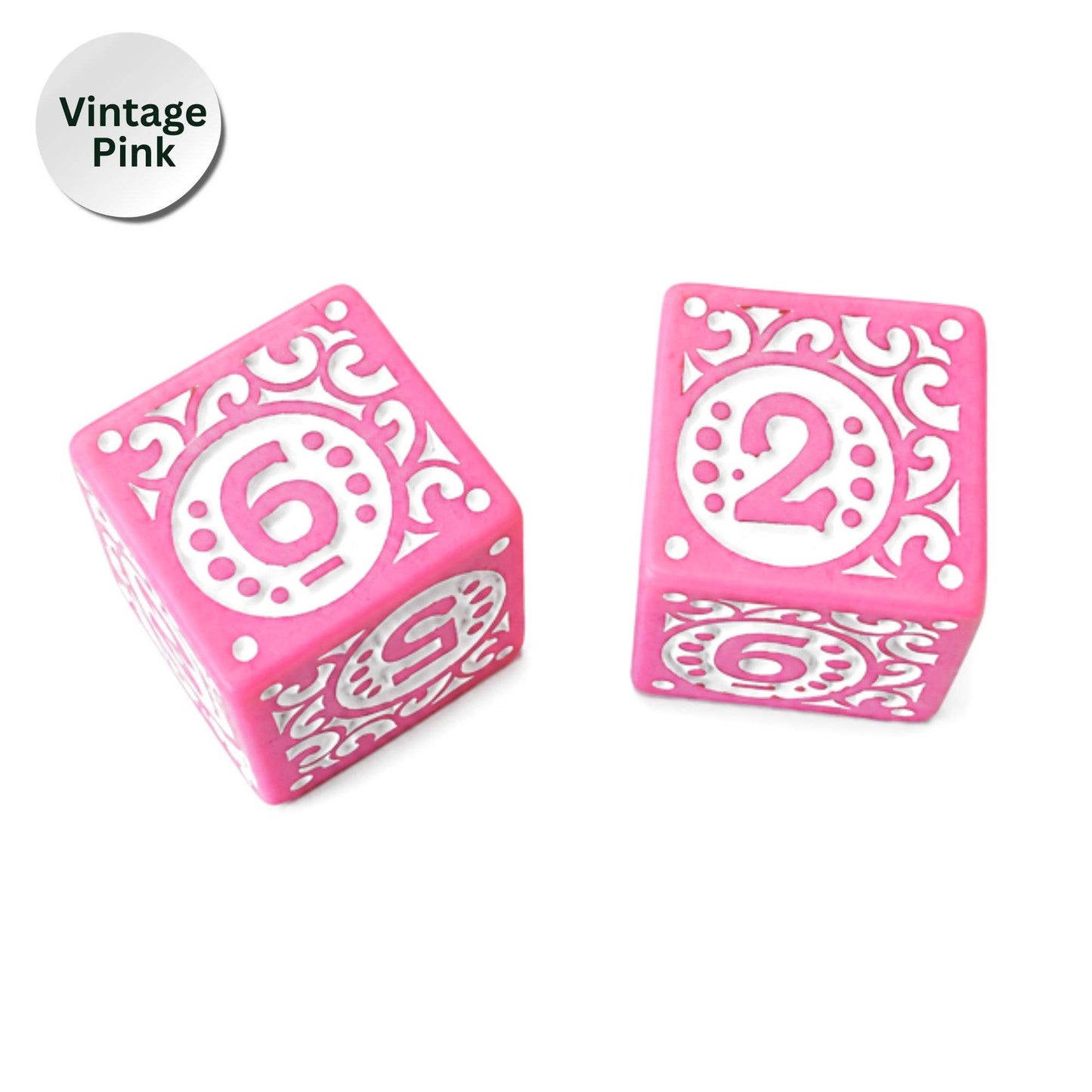 Vintage Pink Mahjong Hand Painted Specialty Dice Gift Ready
