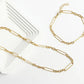 Gold Stainless Steel Long Paperclip Textured Chain Necklace