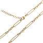 Gold Stainless Steel Long Paperclip Textured Chain Necklace