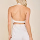 Embroidered Halter Romper with Button Front