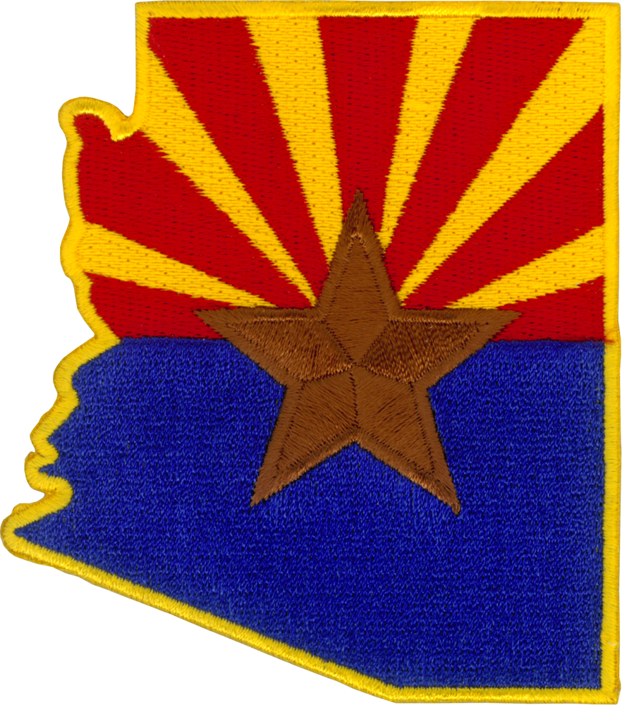 Patch - Arizona Flag in State Shape - Travel USA American