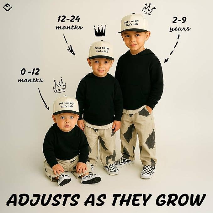 Kid/Baby 2-Tone Cap: Put It on My Dad's Tab (Black/Beige)