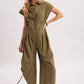 BUTTON DOWN UTILITY SHIRTING JUMPSUIT