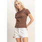 Polka Dot Short Sleeve Crew Neck Top