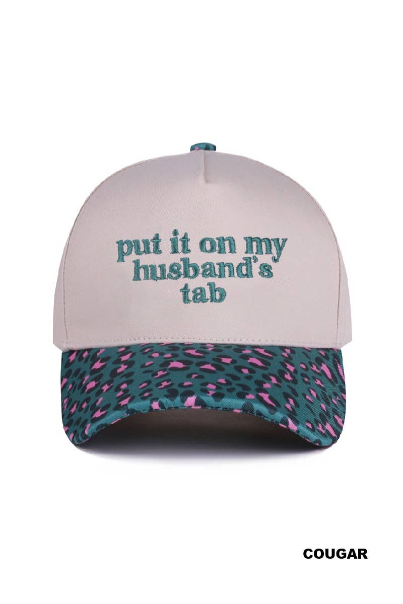 `Put It On My Husband's Tab Two Tone Canvas Cap