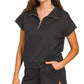 Scuba High Neck Half Zip Top & Dolphin Shorts Set Zenana