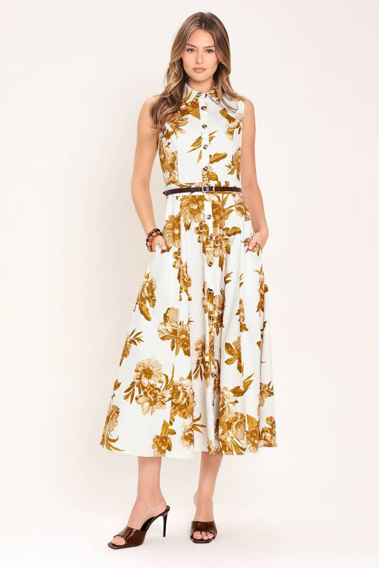 A printed woven midi dress - ID24034