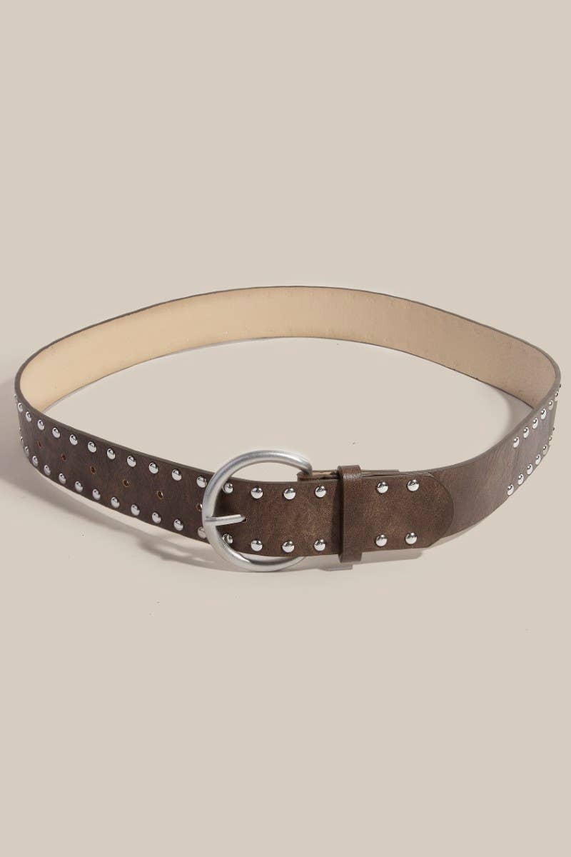 Metallic Studded Vegan Leather Belt