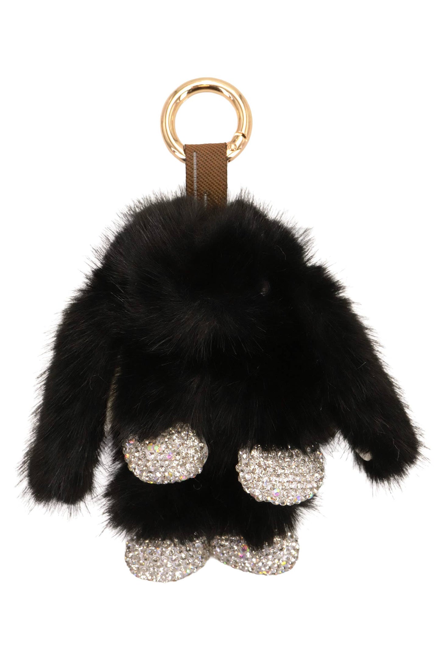Bling Bunny Rabbit Soft Fur Plush Doll Keychain