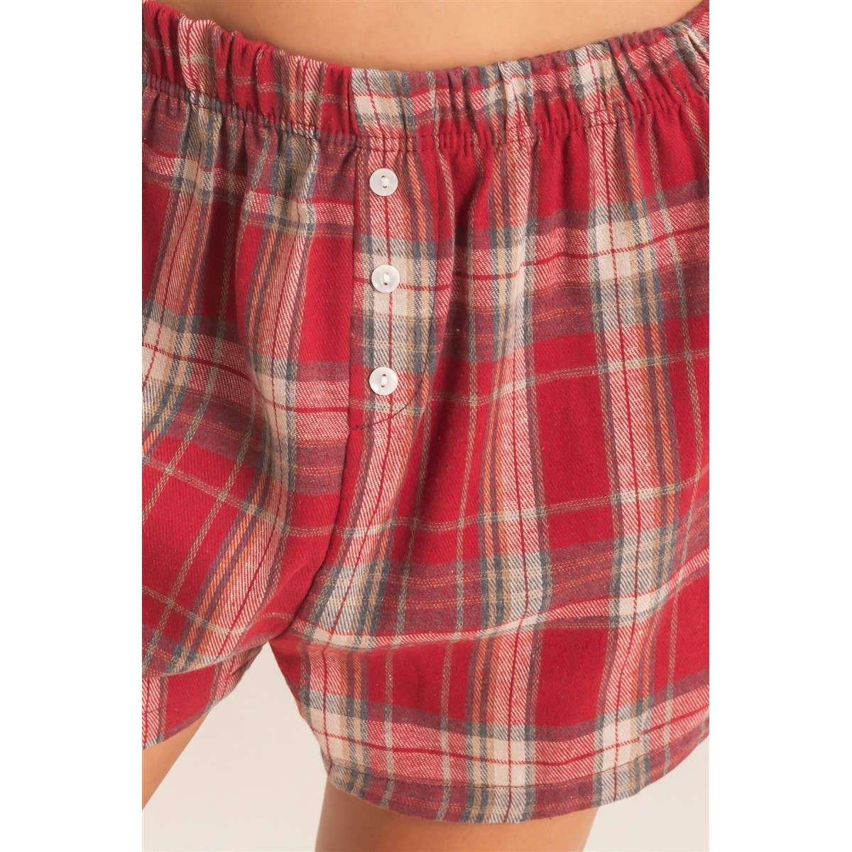 Plaid Shorts With Button Front