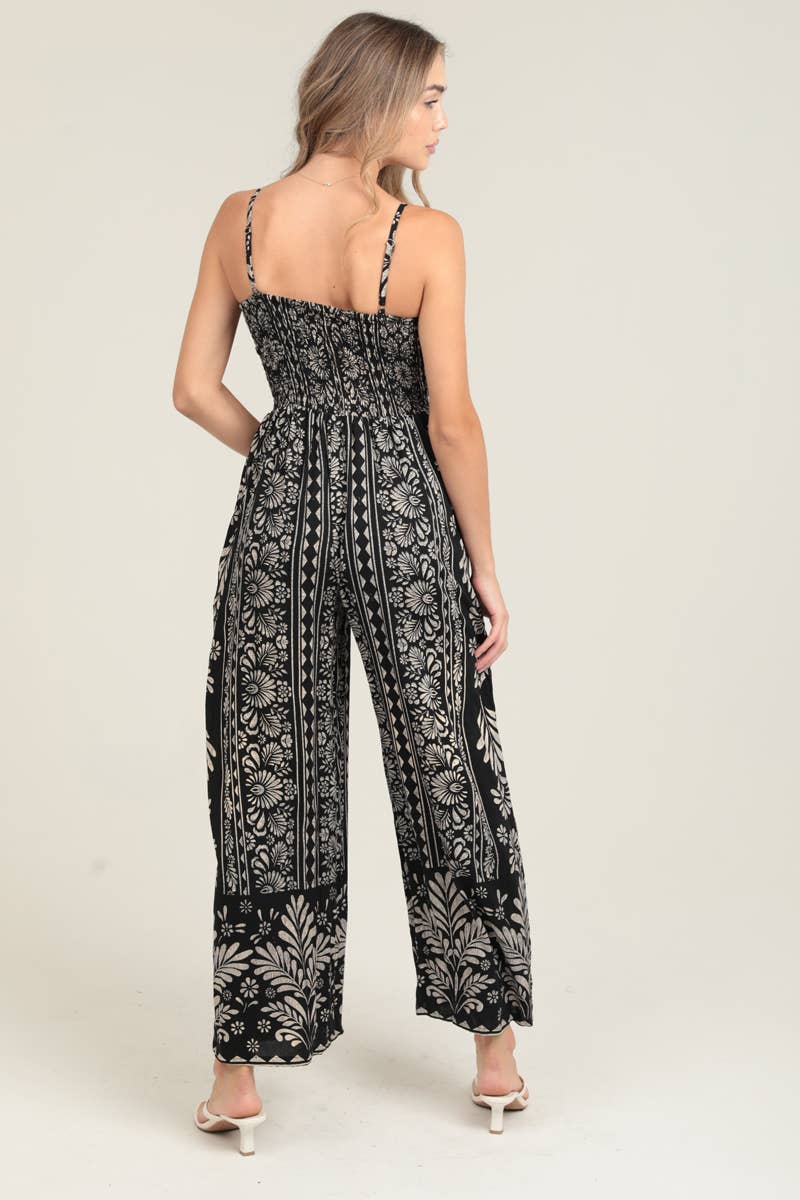 B5A42-A958 V NECK TWIST FRONT CUT OUT JUMPSUIT