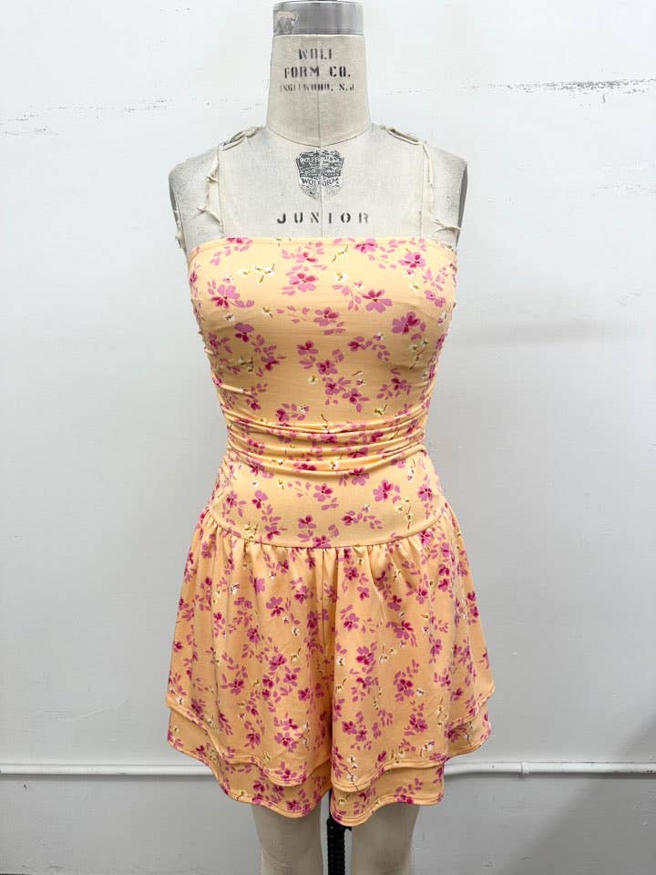 Sunlit Blossom Strapless Romper