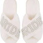 Open-Toe Fuzzy Bridal Slippers - Bride