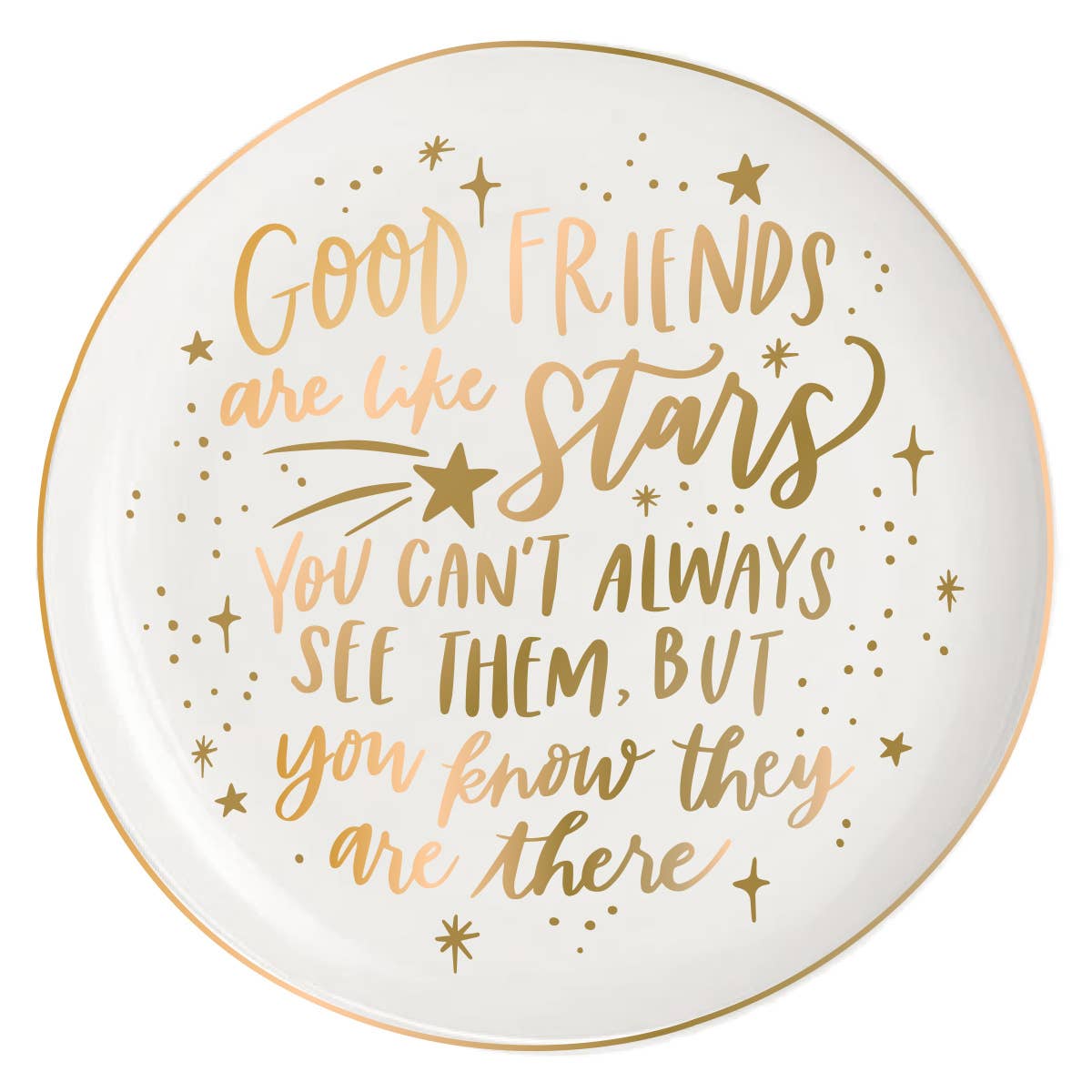 Round Ceramic Trinket Tray | Good Friends Are Like Stars