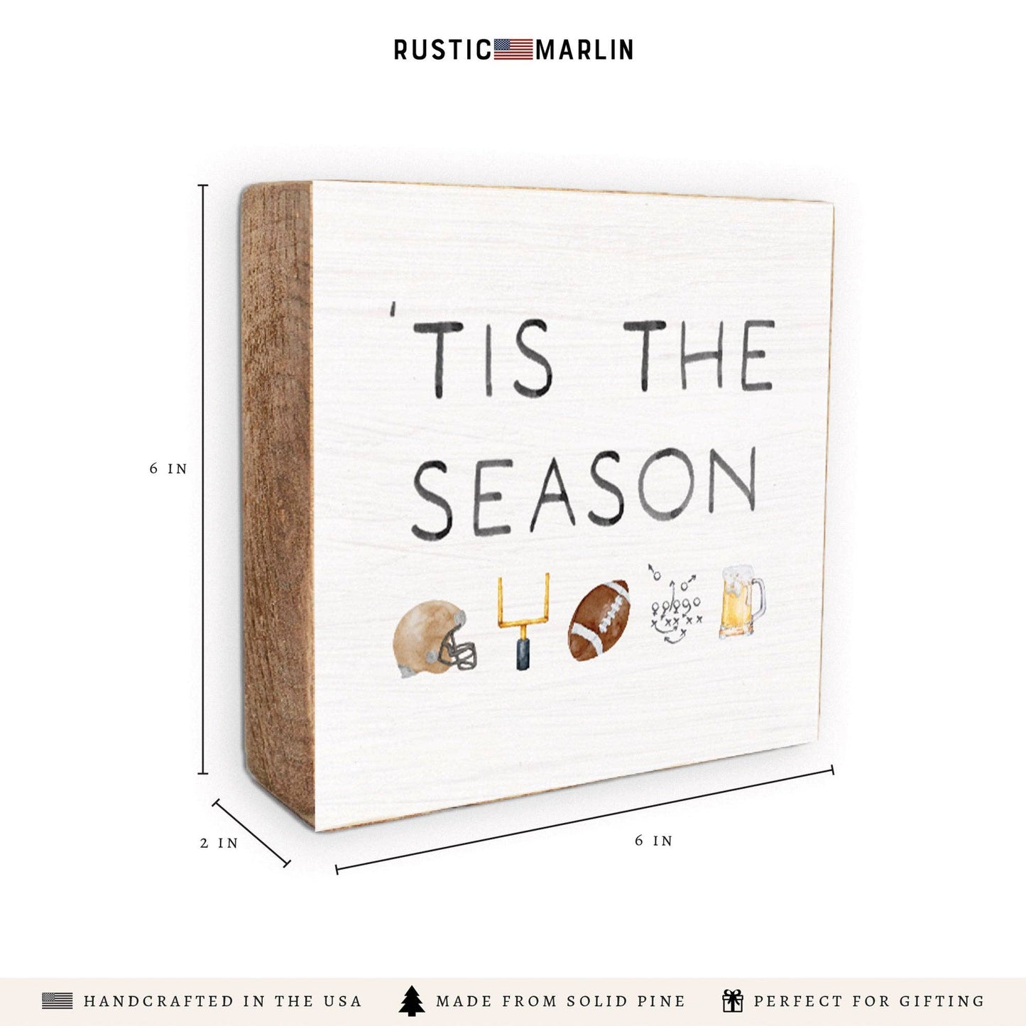 Football Tis The Season Block Sign | Football Decor