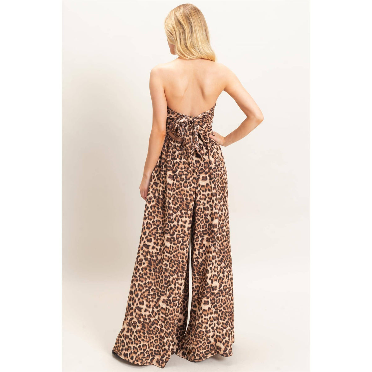 Leopard Print Strapless Jumpsuit