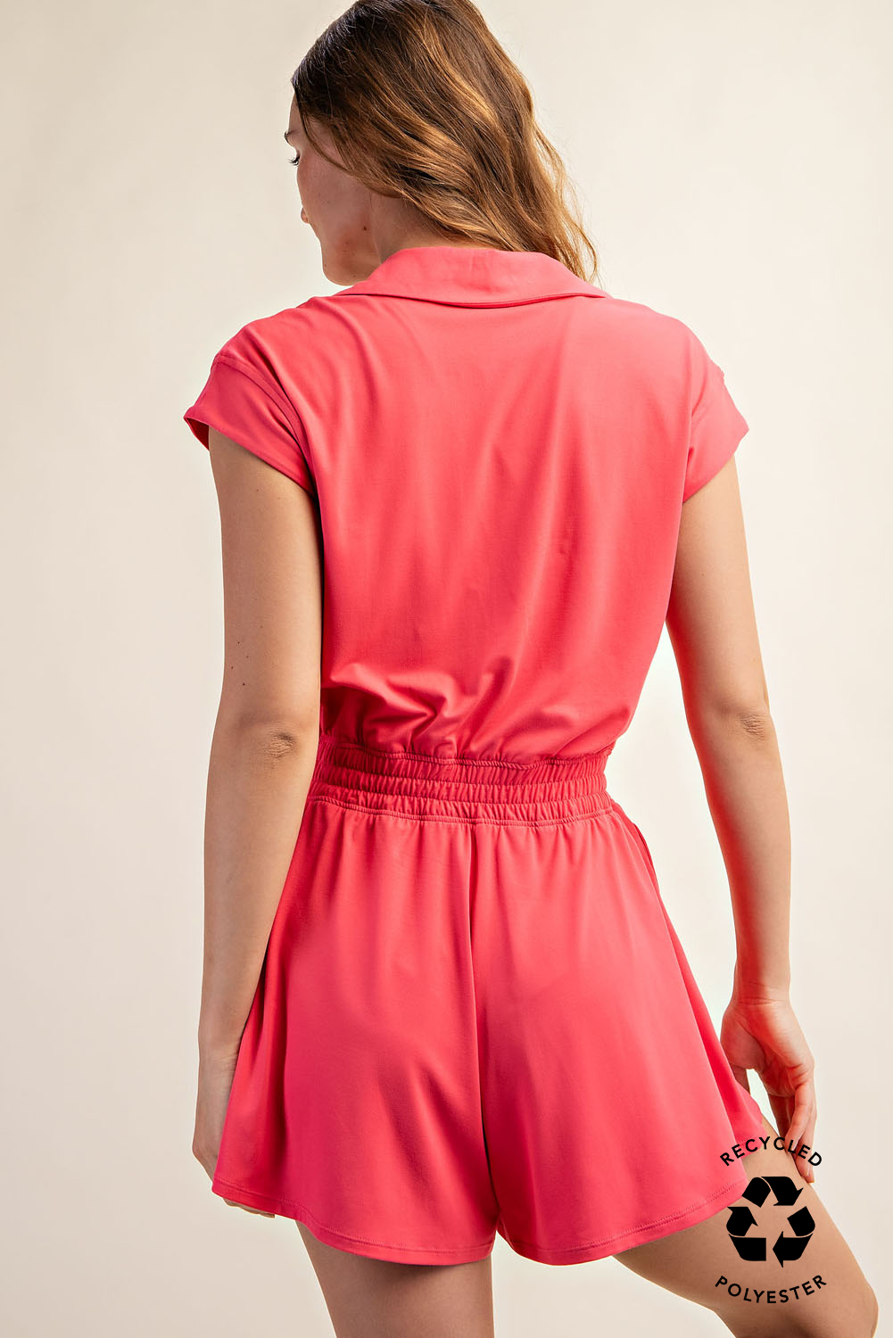 BUTTER SHORT SLEEVE QUARTER ZIP ROMPER