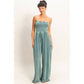 Mineral Wash Strapless Wide-Leg Jumpsuit