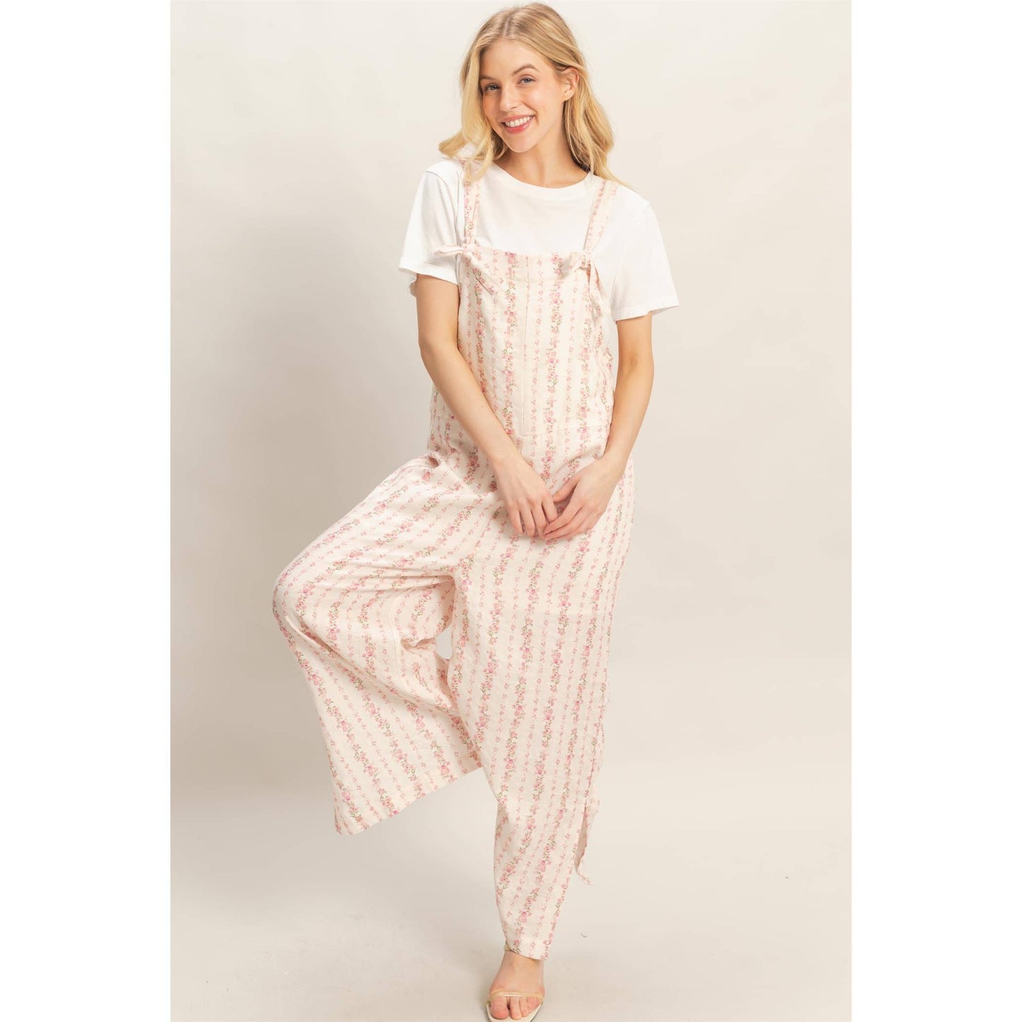 Tie Strap Jumpsuit With Hem Slits