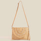 Shell Beaded Accent Paper Woven Envelope Clutch Bag