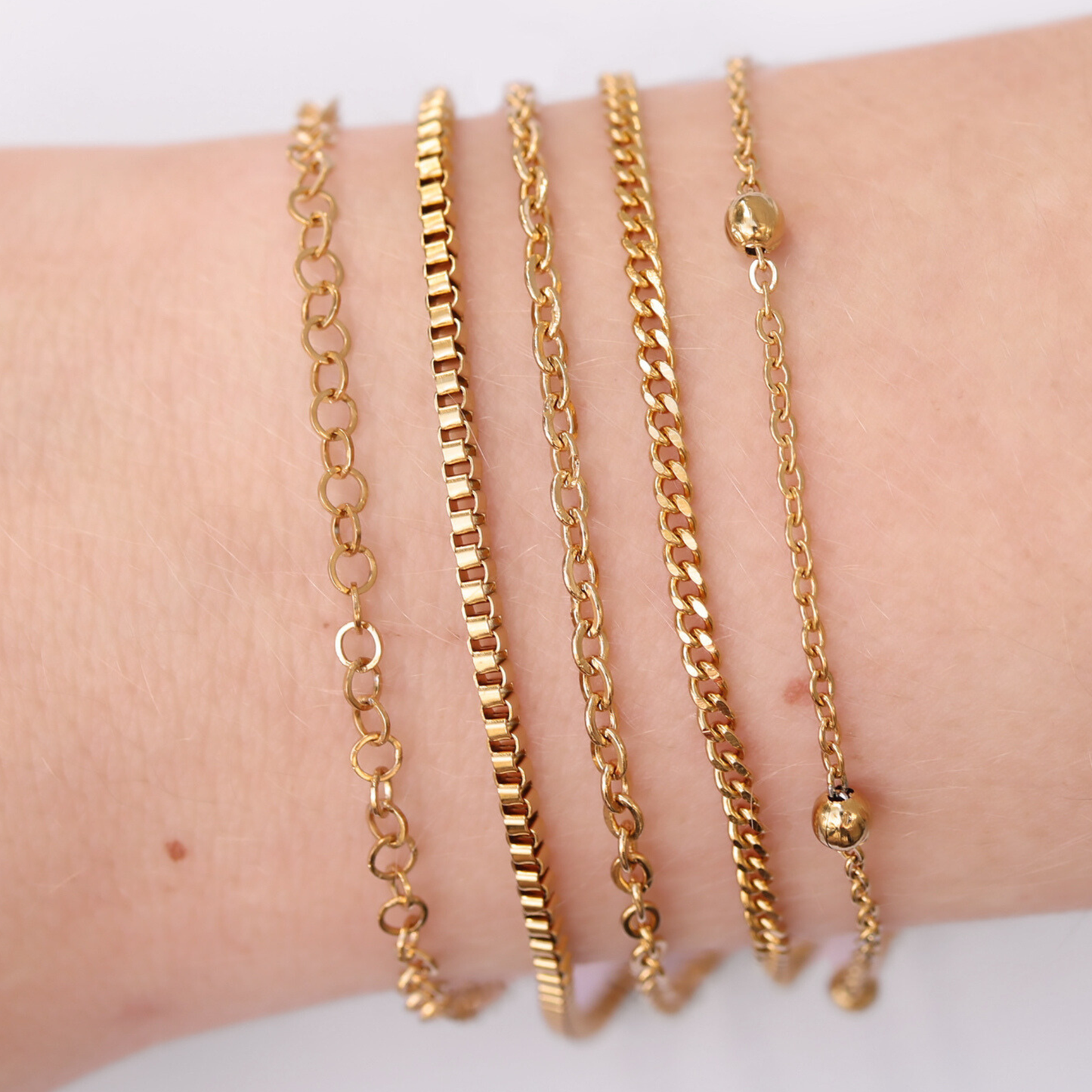 Permanent Jewelry Stainless Steel Chain Starter Kit - 5 Chain Style Pack
