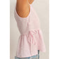 Gingham Sleeveless Peplum Top With Side Ties