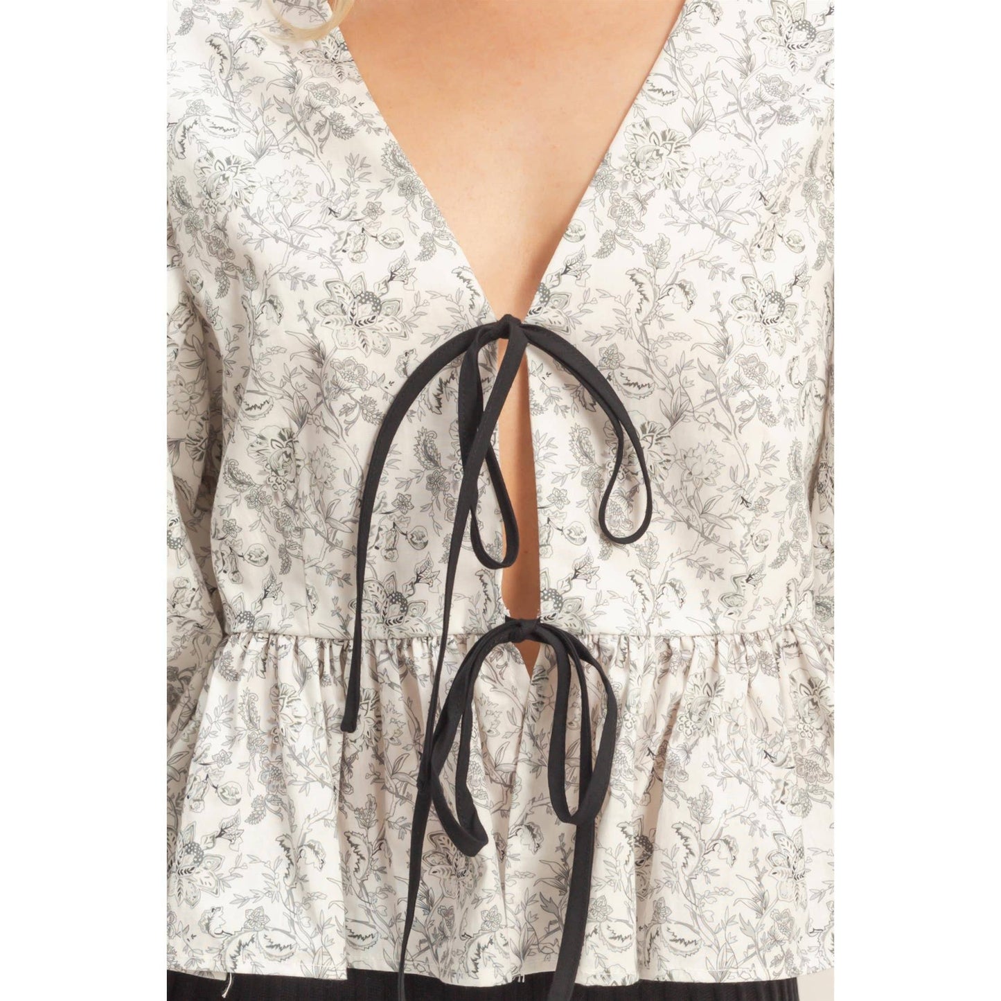 Floral Tie-Front Peplum Top