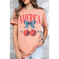America Cherry Bow Short Sleeve T Shirt