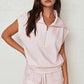 Gingham Zip Up Top Short Set