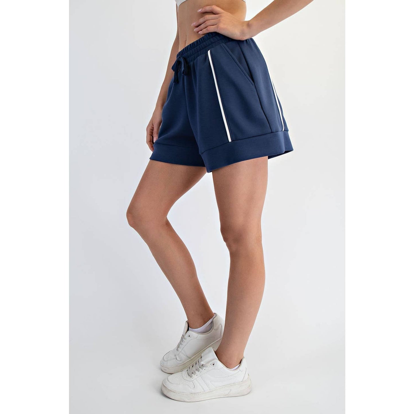 MODAL SCUBA FLAT PIPING A-LINE SHORTS