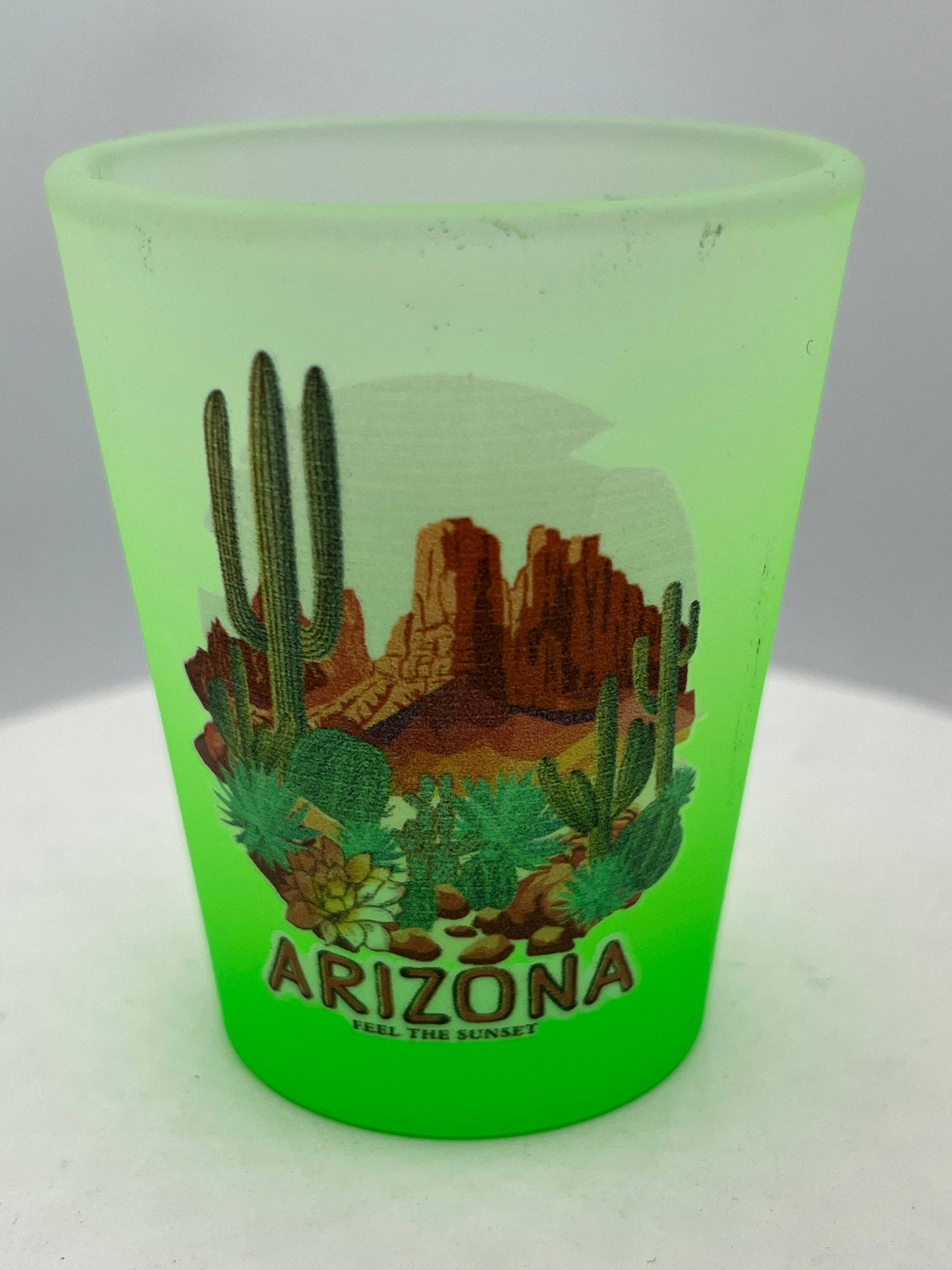 "Arizona" Scenic Colorful Frosted Shot Glass 2 oz Mix Colors