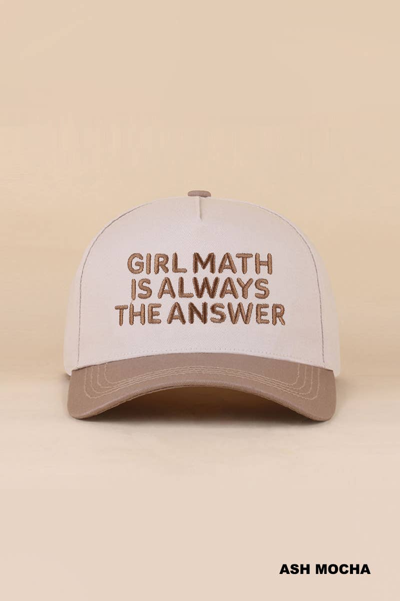 Girl Math Is Always The Answer Two Tone Snapback Hat Zenana Consgt.