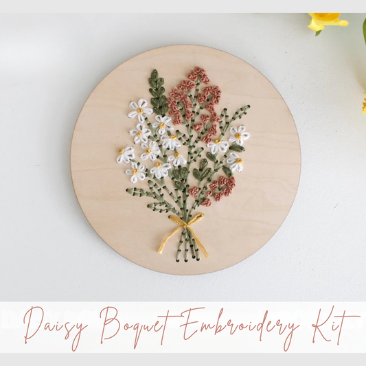 Daisy Bouquet Embroidery Kit – Floral DIY Craft