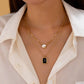 Layered Paperclip Chain Double Gemstone Necklace | 80N93798